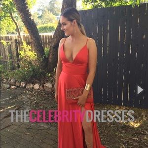 Emerald green Matte Satin dress with slit